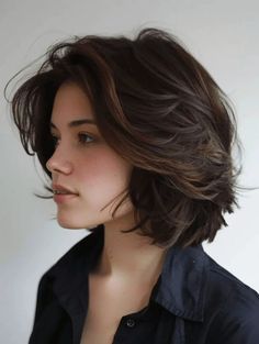 Short Haircuts For Women Layered, Short Haircuts For Thick Brown Hair, Hair Layers Short Shoulder Length, Medium Length Haircuts Thick Hair, Short Layered Haircuts Bob, Short Layered Bob Wavy Hair, Heavy Layered Bob, Layered Bob For Straight Hair, Cool Women Haircut