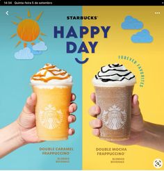 starbucks's happy day and double caramel frappuccino are on sale