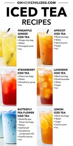 Cool down with these 30 delicious iced tea recipes. From cold brewed iced tea to iced matcha latte, these refreshing recipes are so easy to make at home. #icedtea #icedlatte #summerdrinks Ice Cocktails Drinks, Green Tea Morning Drink, Mocktails Iced Tea, Cold Teas Recipes, Simple Tea Recipes, Fruit Ice Tea Recipe, Healthy Drinks For Summer, Easy Cold Recipes, Refreshing Tea Drinks