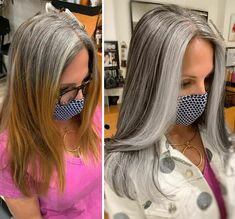 Gray Hair Makeover Covering Grey Roots, Grey Hair Transformation, Gorgeous Gray Hair, Grey Hair Inspiration, Beautiful Gray Hair, Grey Roots, Gray Hair Growing Out, Natural Gray Hair, Blending Gray Hair