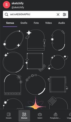 an iphone screen showing the outlines for different shapes and sizes, including circles, stars,