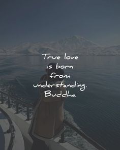 a person standing on top of a boat in the water with a quote about true love