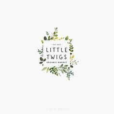 the logo for little twig's organic market, with leaves and branches around it