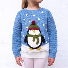 Ginnerup Christmas Sweater No. 1 - Children’s Sweater from Diy Crochet Sweater, Christmas Crochet Blanket, Crochet Sweater Design, Granny Pattern, Crochet Baby Sweater, Baby Frock Pattern, Kids Cardigans, Pull Bebe, Haken Baby