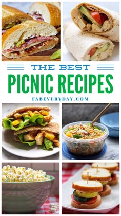 the best picnic recipes for families to enjoy in their backyard or on the patio, including sandwiches and salads