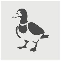 a black and white duck on a light gray background with the word ducks in it's center