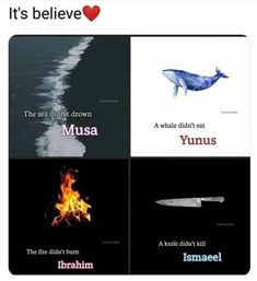 four different types of fire and water with the caption that says it's believe