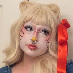 jada on Instagram: "hello kitty toten" Hello Kitty Costume Makeup, Hello Kitty Make Up Looks, Hello Kitty Inspired Makeup, Hello Kitty Costume Ideas, Hello Kitty With Hair, Hello Kitty Halloween Makeup, Hello Kitty Makeup Look, Alternative Costumes, Cosplay Makeup Ideas