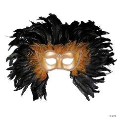 Shake your tail feathers and parade around with this lion's mane feathered mask! Plastic mask adorned with feathers, fabric and gold trimmings. Fan feather accents are two toned color. The mask is held in place by an elastic strap. One size fits most 12 and up. Raven Mask, Masks Ideas, Men's Halloween Costumes, Mardi Gras Masks, Girls Halloween Costumes, Lion Mask, Plastic Mask, Feather Mask, Games Halloween