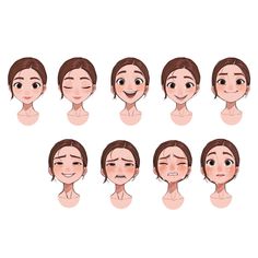 a woman's face with different facial expressions