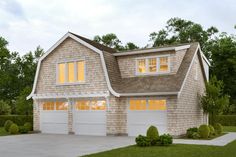 this is an artist's rendering of a two - story house with garages