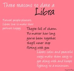 a pink background with the words'three reason to date a libra'on it