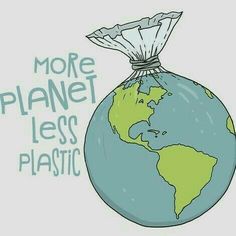 the earth has been wrapped in plastic and it says, more planet less plastic