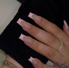 Pale Pink Nail Designs, Baby Pink French Tip Nails, Blush Pink Nails, Pink Tip Nails, Pale Pink Nails, Classy Acrylic, Baby Pink Nails, Baby Rosa