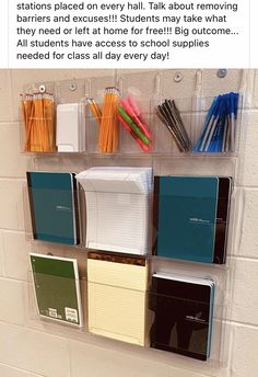 an instagramted post about school supplies hanging on a wall