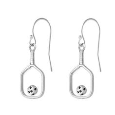 Pickleball Earrings | Open Paddle & Ball in White Gold Pickleball Earrings, Pickleball Jewelry, Pickleball Accessories, Pickleball Gifts, Paddle Ball, Pickleball Gift, Jewelry Boards, Themed Jewelry, Group Boards