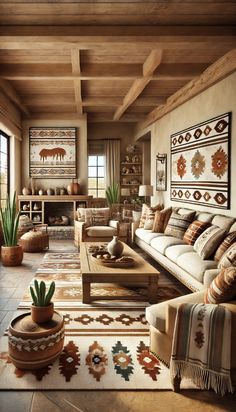 a living room filled with lots of furniture and decor