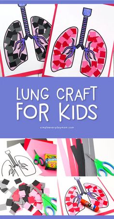 lung craft for kids with the words lung crafts on it and pictures of lungs in different colors