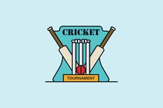 a blue and yellow logo with the words cricket tournament written on it's side