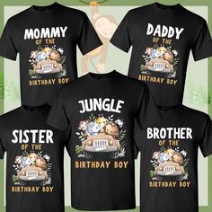 three t - shirts with the words'mommy, daddy, and baby on them