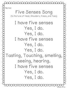 a poem that is written in black and white with the words five sensess song