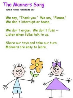 an image of two children holding hands with the words'the manners song '