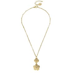 Add a feminine touch to your ensembles! Handcast 24Kt Gold Plated Double Flower Necklace 16" inches with 3" inch extender chain Handmade in San Antonio, TX