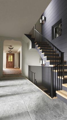 Interior architecture Vstupná Hala, Diy Staircase, Lan Can, Custom Built Homes, House Stairs, Staircase Design, Stairs Design, Modern Industrial, Home Fashion