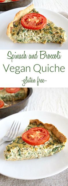 spinach and broccoli vegan quiche gluten free on a plate