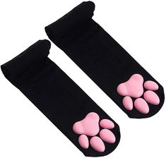 PRICES MAY VARY. 01 High Quality -The cat cozy slipper socks are made of Nylon-Cotton Blend, soft to touch, friendly to your skin and bring warmth to your feet; These cozy socks have nice elasticity can fit for most people's feet 02 Cute Cat Claw-Socks length is 22.8". Our cat claw fluffy socks have lovely appearance design. 3D paws and anti-slip grip are made of silicone rubber, the pink cat's paw makes people love it, let you look attractive and these socks can bright up the clod winter, make Catgirl Aesthetic, Thigh High Socks Cute, Cute Thigh High Socks, Cat Paw Socks, Anime Bodies, Paw Socks, Paw Pad, Paws Socks, Paw Gloves