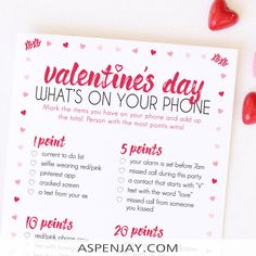 valentine's day what's on your phone printable activity for kids and adults