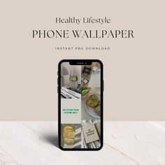 an iphone with the text healthy lifestyle phone wallpaper on it's screen