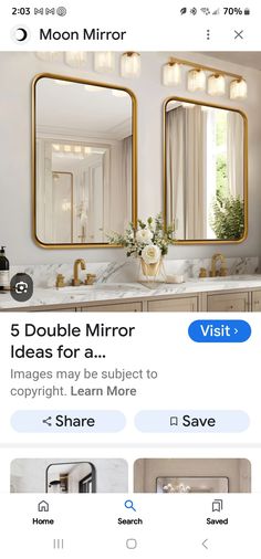 an iphone photo with the text 5 double mirror ideas for a $ 3, 99