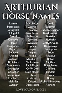 In the mist-shrouded realm of Arthurian legend, where knights and chivalry reign supreme, even the horses gallop straight out of myth.  These noble steeds, as integral to the tales as the knights themselves, bear Arthurian horse names that echo the power and magic of ancient Britain.  From King Arthur’s mighty charger to the mounts of his most valiant knights, these equine companions have left hoofprints across the pages of literature and our imagination. Merlin Guinevere, Names For Chickens, Horse Name Ideas, Ancient Britain, Names For Animals, Ranch Names, Animal Shelter Design, Fisher King, Arthur Merlin