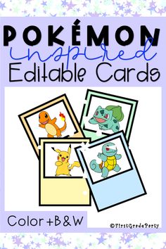 pokemon inspired editable cards for color and bw