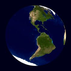 an image of the earth from space showing north america and south america on it's side