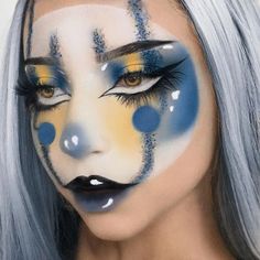 Clown Core Makeup, Clown Makeup Ideas, Melanie Concert, Extra Makeup, Clown Oc, Creepy Clown Makeup, Makeup Ideas For Halloween, Clown Hair, Cute Clown Makeup