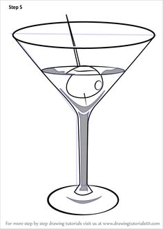 a drawing of a martini glass with a drink in it