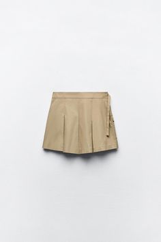 SKORT - Light camel | ZARA United States Workwear Skort With Belt Loops, Belted Paperbag Waist Shorts For Work, Utility Mini Skirt With Belt Loops For Work, Beige Cargo Skirt With Pockets For Work, Beige Skort With Pockets For Work, Chic Workwear Skort With Belt Loops, Chic Skort With Belt Loops For Workwear, Fall Workwear Cargo Skirt With Belt Loops, Belted Workwear Skort