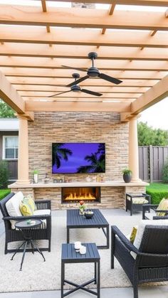 Pergolas & Patio TV – Elevate Your Outdoor Space! Patio Tv, Comfy Sectional, Fire Pit Outdoor, Cozy Lighting