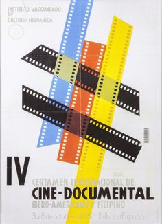 a movie poster for the film cine - documental, written in spanish and english