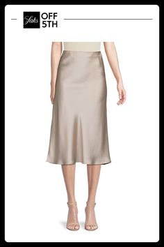 Simple And Elegant Midi Skirt Cut From Soft Satin. Stretch Waist Pull-On Style 97% Polyester 3% Spandex Machine Wash Made In Usa Size & Fit About 24" Long Model Shown Is 5'10" (177cm) Wearing Us Size Small. Womens - W Trend Separates > Saks Off 5th. Renee C.. Color: Beige. Size: S. Fall Trends Women, Elegant Midi Skirt, Satin Midi Skirt, Wardrobe Edit, Slip Skirt, Satin Skirt, Women Skirts Midi, Skirts For Sale, Casual Fits