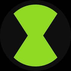 a black and green button with an x in it's center on a dark background