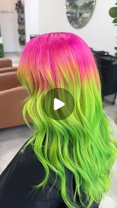 PRAVANA on Instagram: "💚 SOUR WATERMELON candy💗 

our mouth is WATERING over this gorgeous #HairTransformation by @midheaven.hair 😍 Created using PRAVANA VIIVDS Neon Pink + Magenta for the pink, melted into Neon Green. ✨

#pravana #pravanavivids #neonhair #neonpinkhair #neongreenhair #neonhairinspo #hairtransformation" Green And Blue Hair, Pink And Green Hair, Neon Green Hair, Watermelon Candy, Pravana Vivids, Neon Hair, Hair Transformation, Green Hair, Neon Green