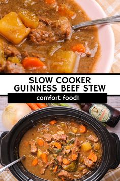 slow cooker guinness beef stew with carrots and potatoes