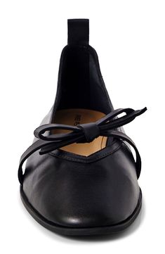 This square-toe ballet flat topped with a dainty bow delivers effortlessly sophisticated style every day of the week. Cushioned footbed Leather upper and lining/rubber sole Imported Leather Ballet Flats With Bow For Spring, Leather Closed Toe Ballet Flats With Bow, Elegant Synthetic Ballet Flats With Rubber Sole, Spring Leather Flats With Bow, Chic Synthetic Ballet Flats With Rubber Sole, Black Ballet Flats, Womens Ballet Flats, Day Of The Week, Flats Top