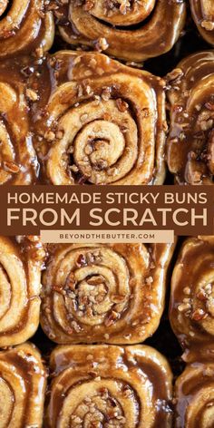 homemade stickyy buns from scratch with text overlay