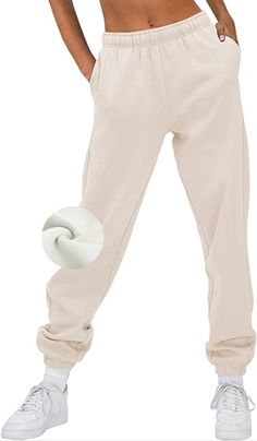 Cozy Girl Aesthetic, Beige Joggers, Amazon Loungewear, Trendy Sweatpants, Fall Athleisure, High Waisted Joggers, Casual Lounge Wear, Dream Wishlist, Lounge Pants Womens