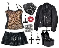 #outfits #y2k #fashion Kelly Core, Leopard Jacket, Outfits Y2k, Grunge Goth, Goth Outfits