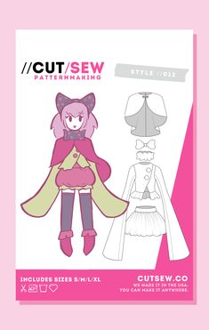 the sewing pattern is designed to look like an animal girl